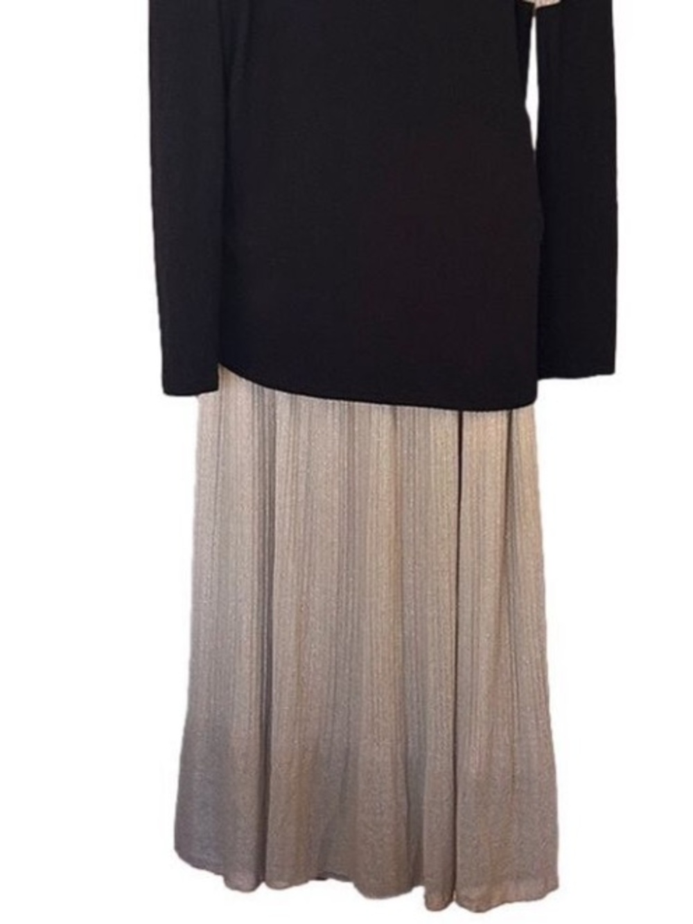 Metro Wear Cream Tan Metallic Gold Midi Maxi Skirt Fully Lined Gorgeous Large - Picture 3 of 8